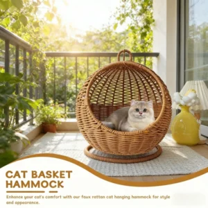 Luxury Hand Woven Cat Hammack Bed Pet Bed Storage Basket Comfortable Heavy Carton for Small Pets Pet Supplies