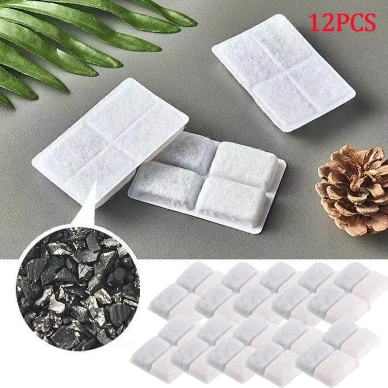 6/12Pcs Square Cat Water Fountain Replacement Filters Automatic Pet Fountain Coconut Activated Carbon Filters for Pet Dispenser