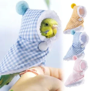 New Winter Pet Parrot Cape Thickened Warm Plaid Birds Coat Pink Blue Yellow Flight-Proof Plush Cape Hat Kit Pet Accessories