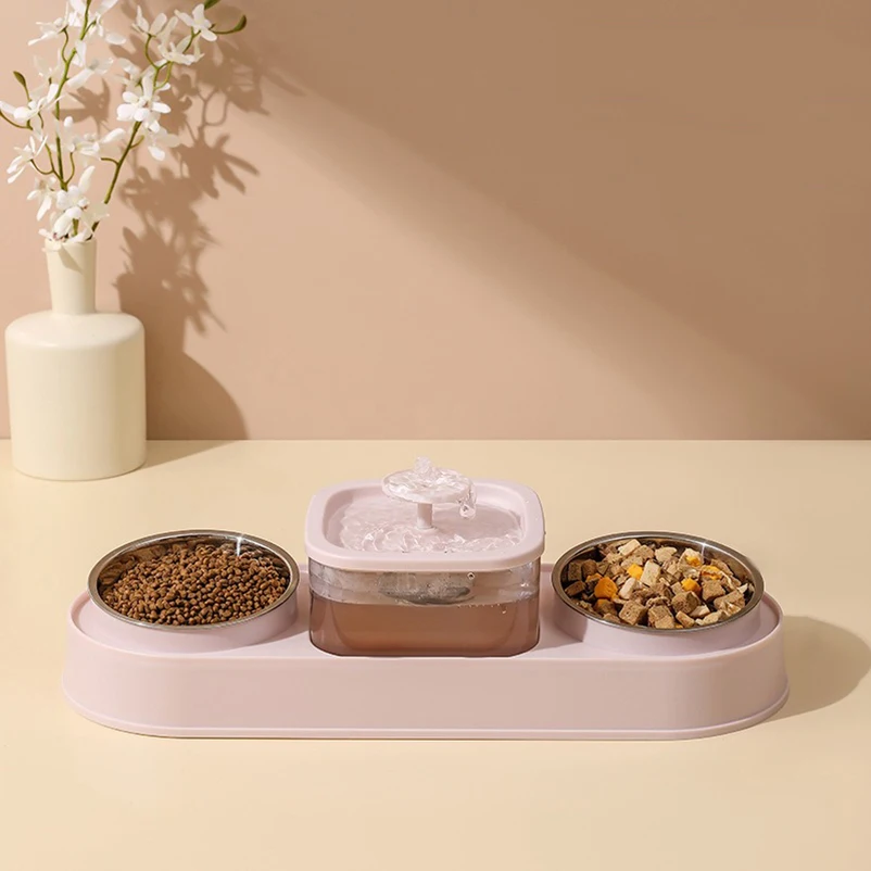 New Cat Food Bowl Pet Automatic Feeder Water Dispenser Dog Cat Food Container Drinking Dish Anti Slip Double Bowl - Image 7