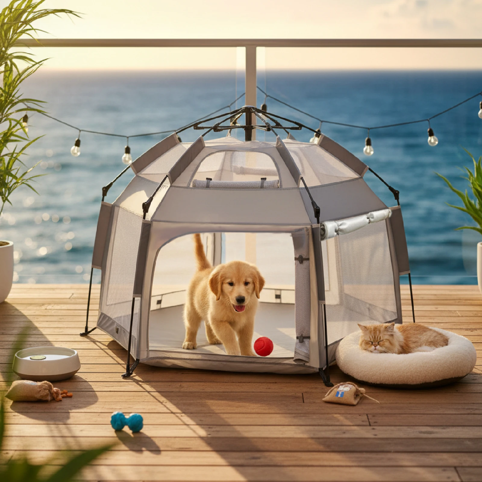 Foldable Dual-Use Indoor/Outdoor Pet Tent Sunshade Playpen Portable Pet Fence with UV Protection And Ventilation Windows