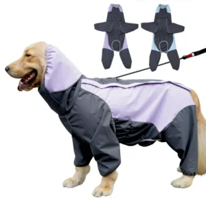Dog Raincoat Full-Body Four-Legged Hooded Waterproof Rainwear for Golden Retrievers Labradors and Medium Large Dogs