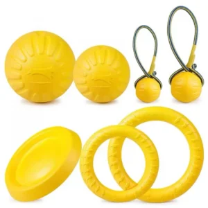 EVA dog toy 3-piece set of frisbee+ball+towing rope, interactive ring floating frisbee set heavy-duty chewing ball, interactive