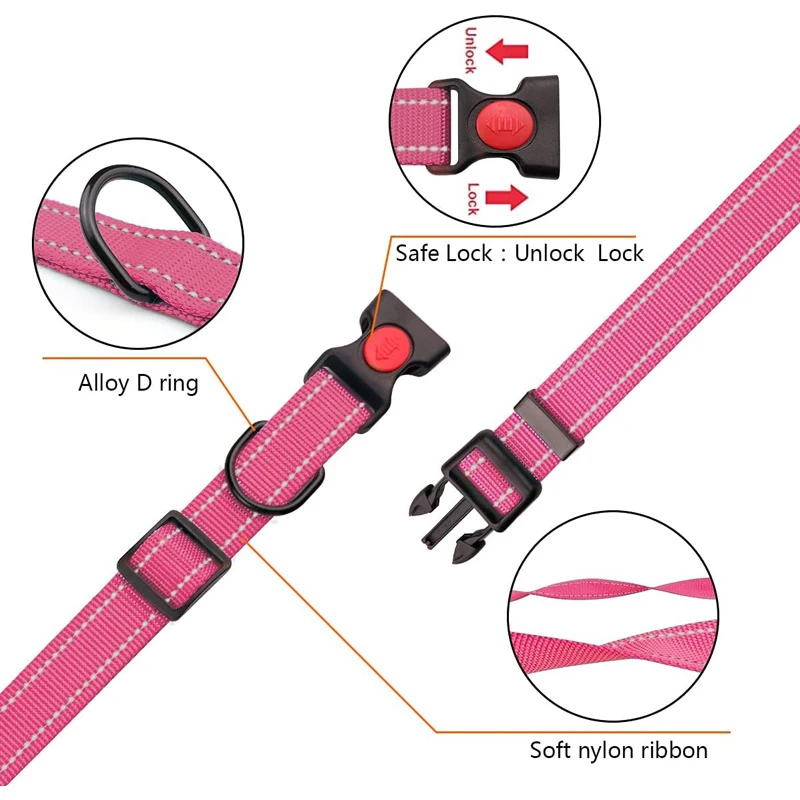 Small Medium large Dogs Reflective Collar Walking Traction Rope Safety Pet Collar Night Soft Adjustable dog collar Pet Supplies - Image 3