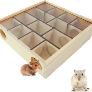 Wooden Hamster Maze with Transparent Acrylic Cover, Multi-Chamber Hamster Hideout House Toys Gerbil Maze for Dwarf Hamsters