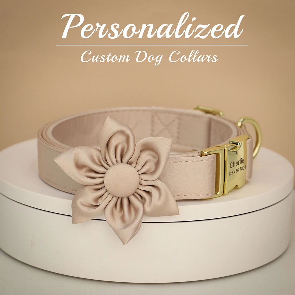 Personalized Silk Dog Collar Adjustable Durable Dog Collar with Bowtie Flower For Small Medium Large Dogs Wedding Bowtie Collars - Image 17