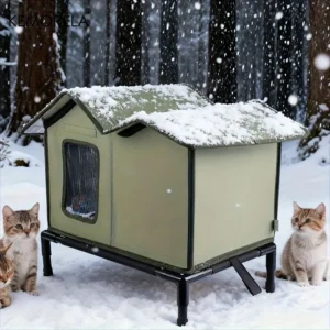 KEMORELA Winter Outdoor Warm Cat Shelter with Shelf Durable Oxford Cloth Construction, Windproof Design,for Small Breeds & Cats
