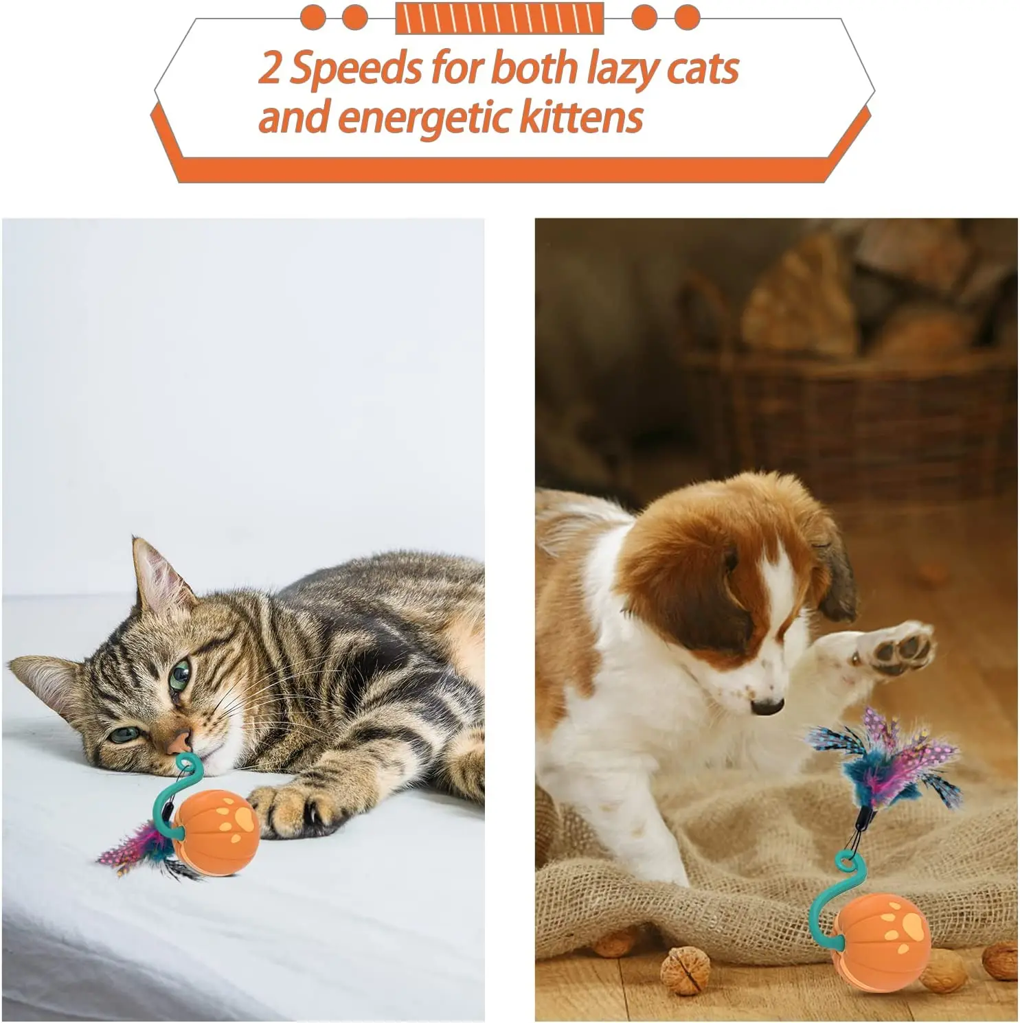 Automatic Cat Toys,Cat Toys for Indoor Cats with LED Colorful Light USB Rechargeable, 360° Rotating Electric Cat Toy Kitten Toys - Image 4