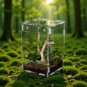 Acrylic Spider Habitat Container Portable Small Animals Insect Frog Climbing Pet Container Feeding Box Small Animals Cages