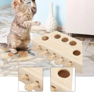 Whack A Mole Cat Toy Keeps Pet Entertained Pet Gift Indoor Outdoor Wooden Enrichment Exercise Fun for All Ages Cats Kittens