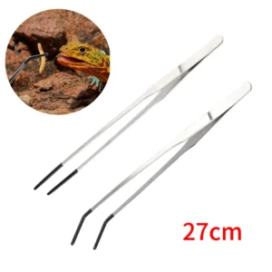 2pcs Bent Tip Tweezers For Crafts Stainless Steel Straight And Curved Nippers Tweezers Feeding Tongs For Reptile Lizards Spider