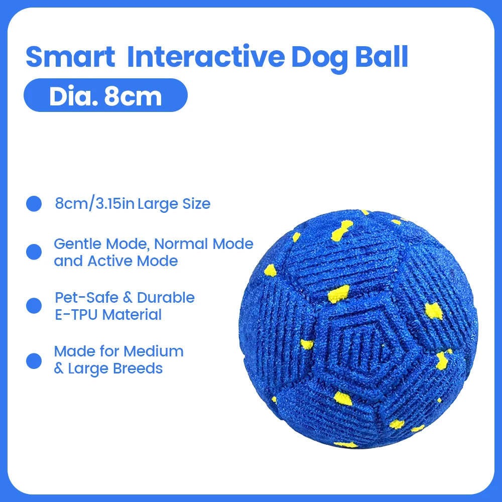 Smart Interactive Dog Toy 8cm Automatic Moving Bouncing Rotating IPX7 Waterproof E-TPU Active Rolling Ball for Medium Large Dogs - Image 9