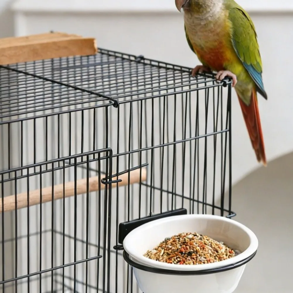 Wide Mouth Hanging Ceramic Parrot Bowl Detachable with Stand Parrot Food Cup Prevents Spills Parrot Feeding Station Small Pets - Image 4