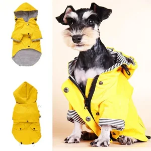 Pet Dog Yellow Raincoat with Pockets PU French Bulldog Clothes for Small Dogs Waterproof Puppy Coat Dog Jacket Dog Accessories
