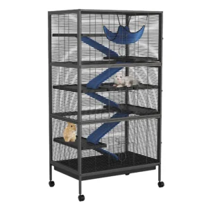 Metal Small Animal Cages, 58" h Large Ferret Nation Cage with Hammock, 7 Removable Platforms for Sugar Glider, Guinea Pigs