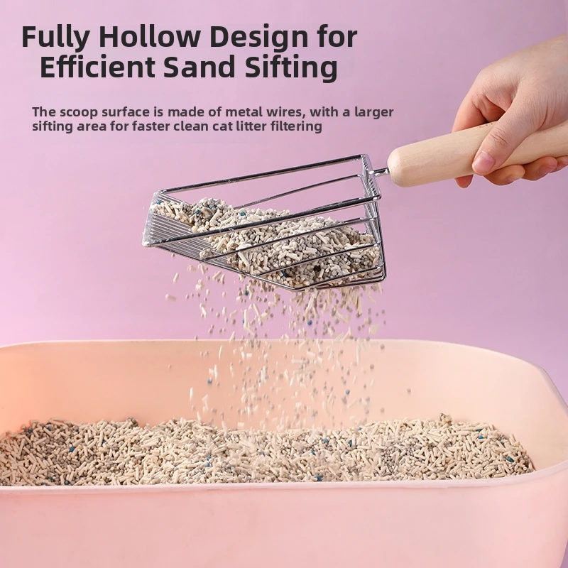 Cat Litter Scoop Set Long Handle Sifting Litter Box Scoop with Stand Pet Shovel for Kitty Waste Cat Toilet Cleaning Tools - Image 2