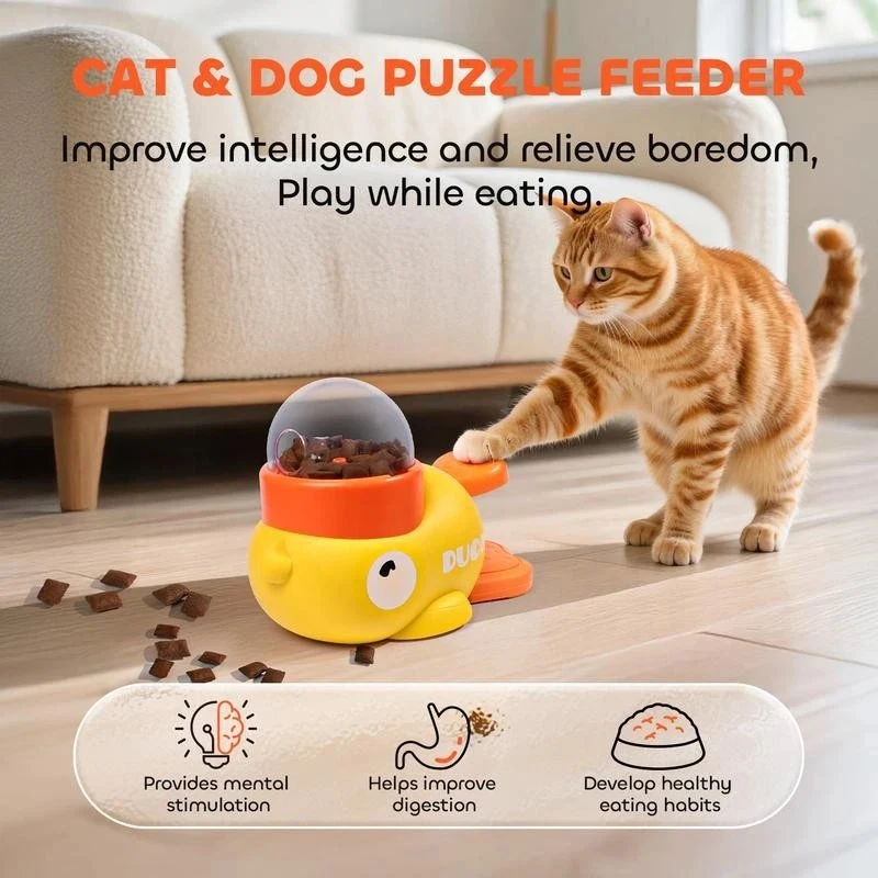 Pet Automatic Feeder Yellow Duck-Shaped Food Treat Dispenser Interactive Training Puzzle Toy Snack Feeder for Dogs and Cats - Image 4