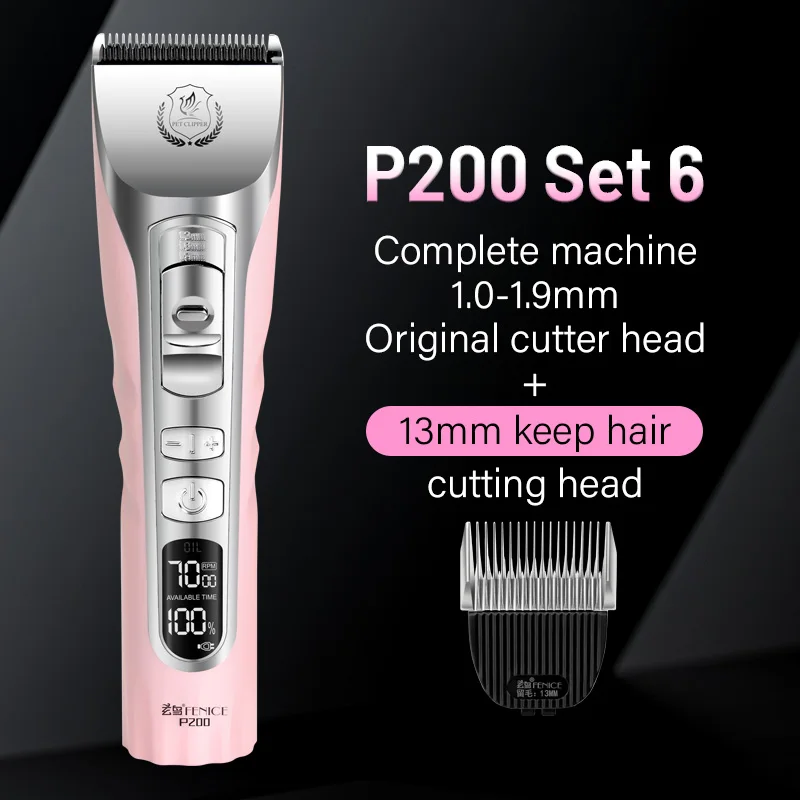 Fenice Sakura Pink Dog Hair Cutting Machine 5000mA Capacity Cordless LCD Screen Pet Dog Grooming Clipper Rechargeable Shaver Set - Image 13