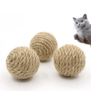 1Pc Hand-Woven Cat Hemp Rope Ball Interactive Sound Rolling Toy Scratching Ball For Cat Attention Attracting Pet Supplies