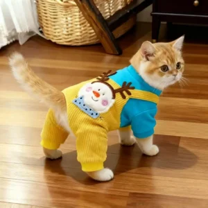 Cat Clothing for Winter Thick Four-legged Coat for WarmthAnti-fur Shedding Golden Gradient British Short-haired Blue Cat Coat