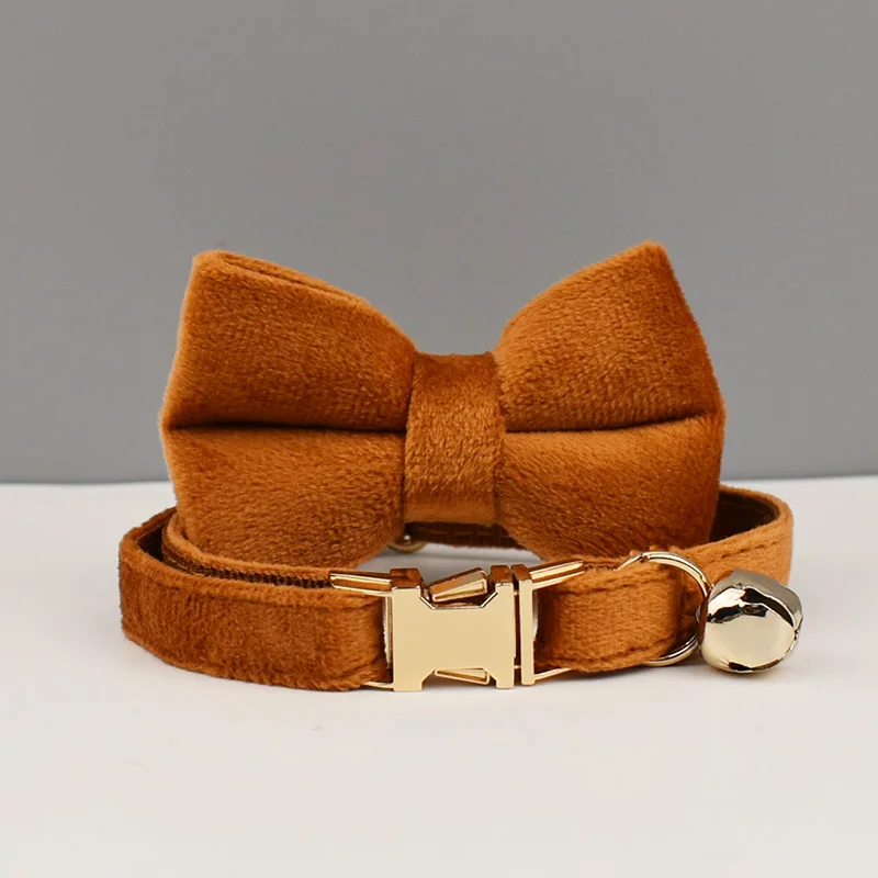 Personalized Velvet Cat Collar Luxury Cat Collar INS Wind Velvet Cat Collar Personalized Cat Collar with Name Plate Bell Bow tie - Image 15