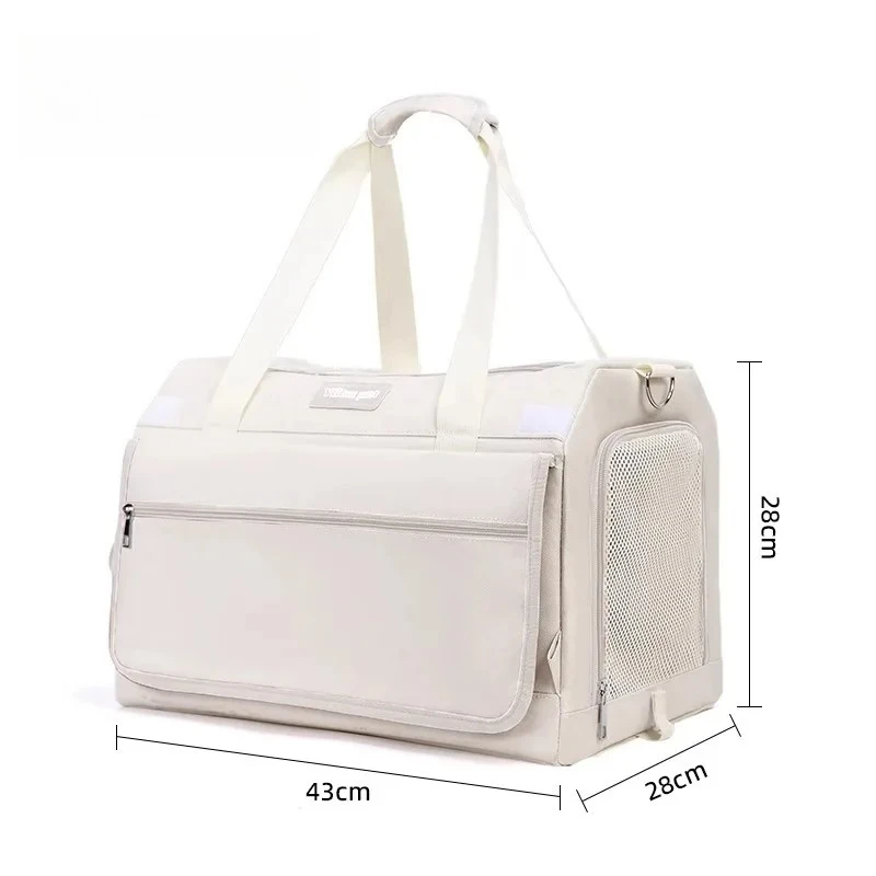 Double Layer Breathable Pet Carrier with Wheels Foldable Outdoor Travel Cat Trolley Case for Two Cats Portable Pet Trolley bag - Image 10