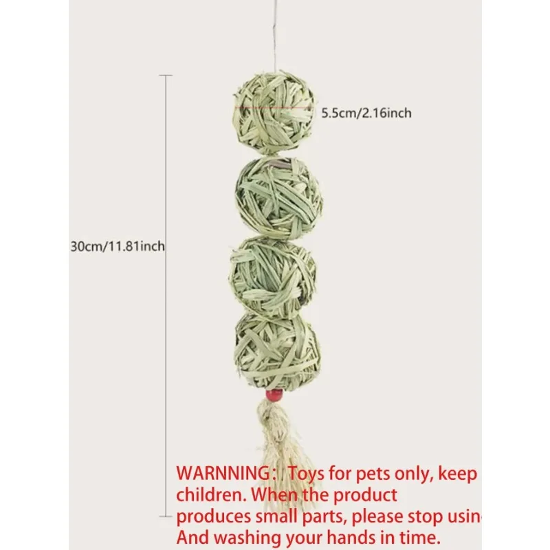 1PC-Pet rabbit grass woven ball hanging string rabbit grinding toy - Image 6