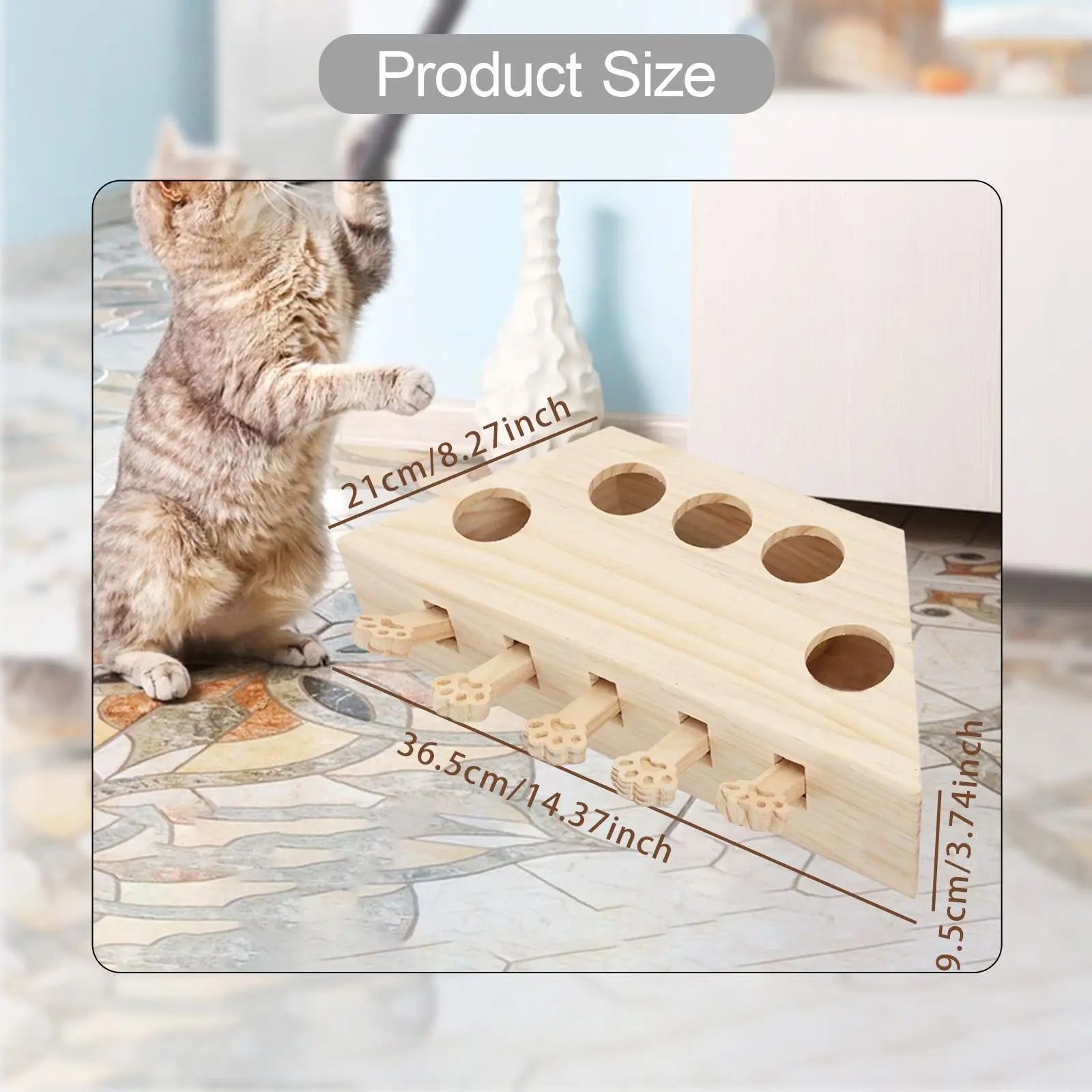 Whack A Mole Cat Toy Keeps Pet Entertained Pet Gift Indoor Outdoor Wooden Enrichment Exercise Fun for All Ages Cats Kittens - Image 6