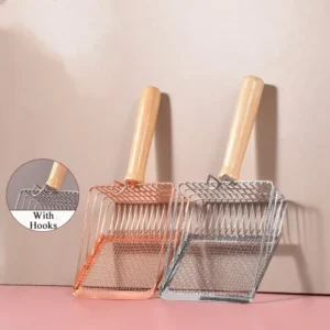 2 in 1 Stainless Steel Cat Litter Scoop Durable Mesh Kitten Litter Cleaner Pet Cleaning Tools with Hanging Hole Cat Accessories