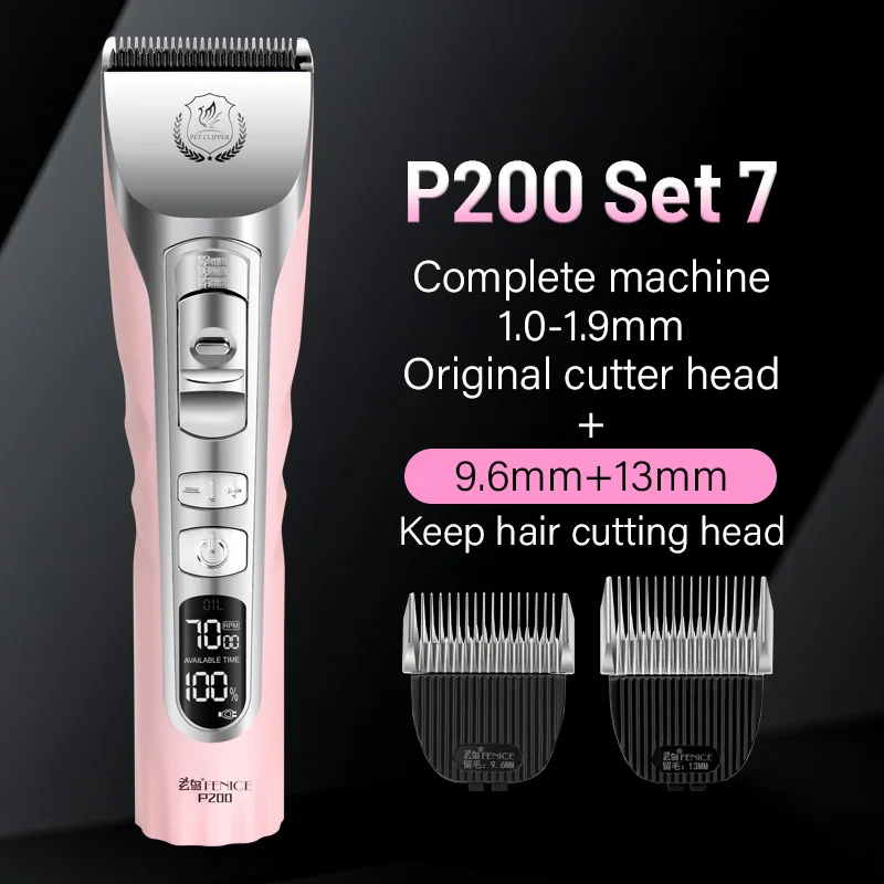Fenice Sakura Pink Dog Hair Cutting Machine 5000mA Capacity Cordless LCD Screen Pet Dog Grooming Clipper Rechargeable Shaver Set - Image 14