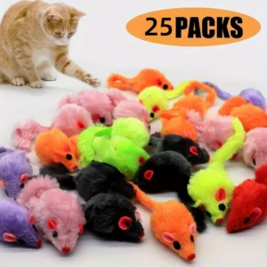 25 Pcs/Bag Plush Little Mice Cat Toys Mouse Shaped Cat Toys Interactive Mouse Toys Suitable for Aggressive Games Sports