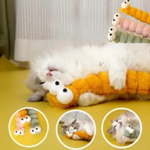 Cat Plush Chew Toy Plush Cushion Caterpillar Catnip Companionship Kitten Toy Cat Teaser Stick Interactive Cat Toy Supplies
