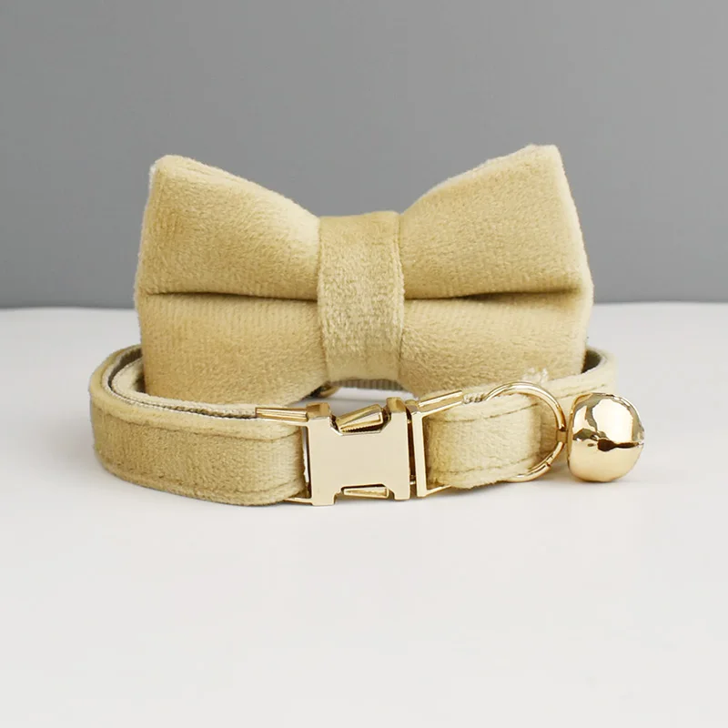 Personalized Velvet Cat Collar Luxury Cat Collar INS Wind Velvet Cat Collar Personalized Cat Collar with Name Plate Bell Bow tie - Image 9