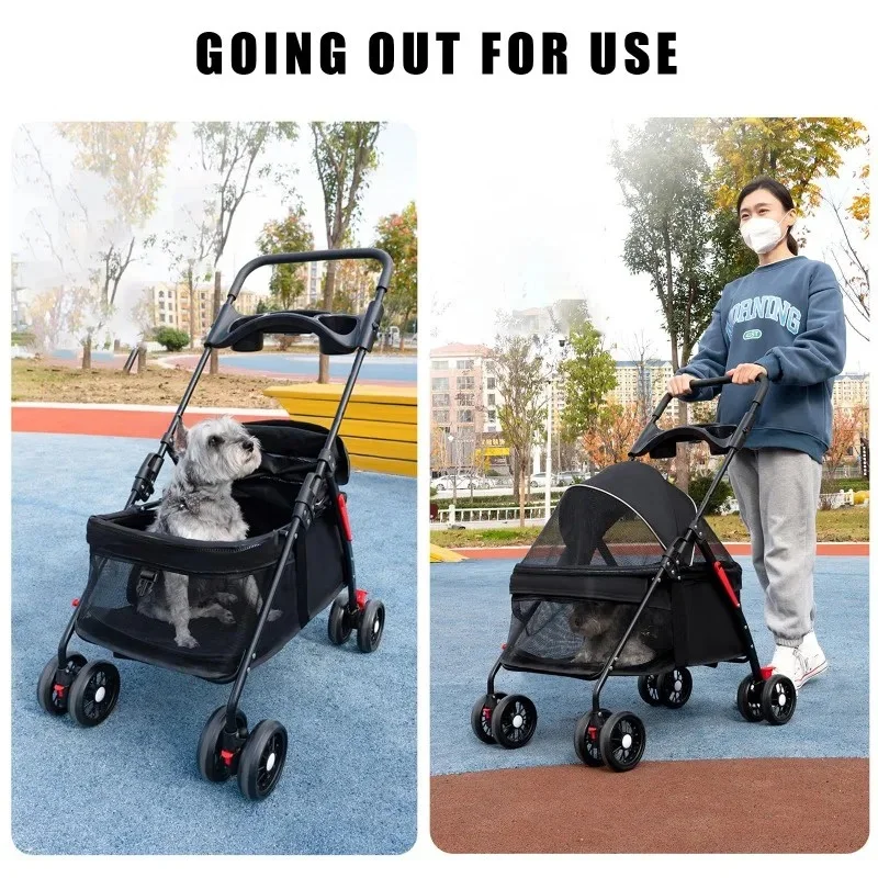 Pet cart, baby cart, small pet cart, lightweight and foldable, suitable for outdoor travel, dog and cat supplies - Image 5
