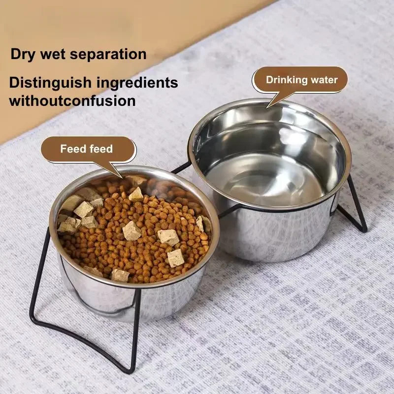 Elevated Cat Bowls, Dog Bowl, Stainless Steel Raised Cat Food Water Bowl Set with Stand Pet Feeding Bowls for Indoor Cats Dogs - Image 2