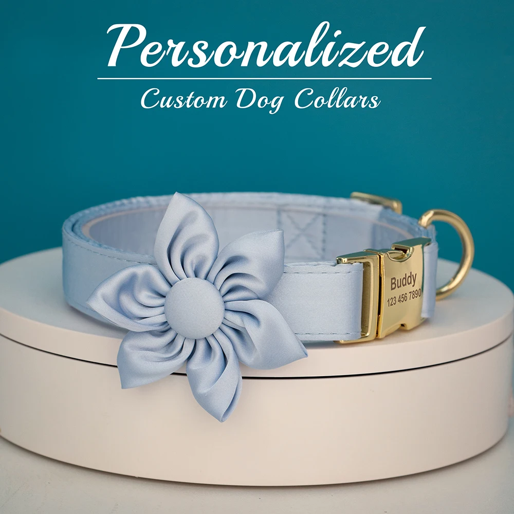 Personalized Silk Dog Collar Adjustable Durable Dog Collar with Bowtie Flower For Small Medium Large Dogs Wedding Bowtie Collars - Image 18