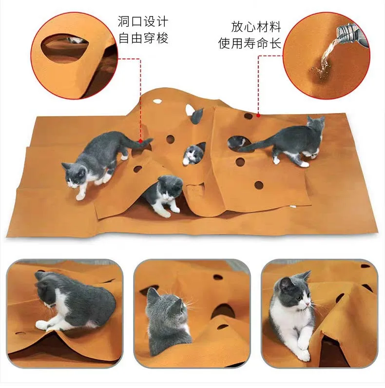 Pet Felt Cats Agility Training Pad Cat Tunnel Cat Maze Pet Cats Toy Bite Pad Toys Interactive - Image 4