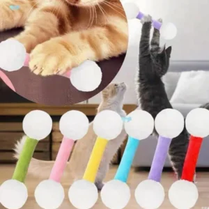 Self-Play Chew Rope Toy for Cats Dogs Durable Bite-Resistant Cotton Boredom Buster Interactive Teaser Wand for Teething Pets