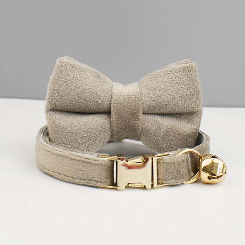 Personalized Velvet Cat Collar Luxury Cat Collar INS Wind Velvet Cat Collar Personalized Cat Collar with Name Plate Bell Bow tie - Image 11