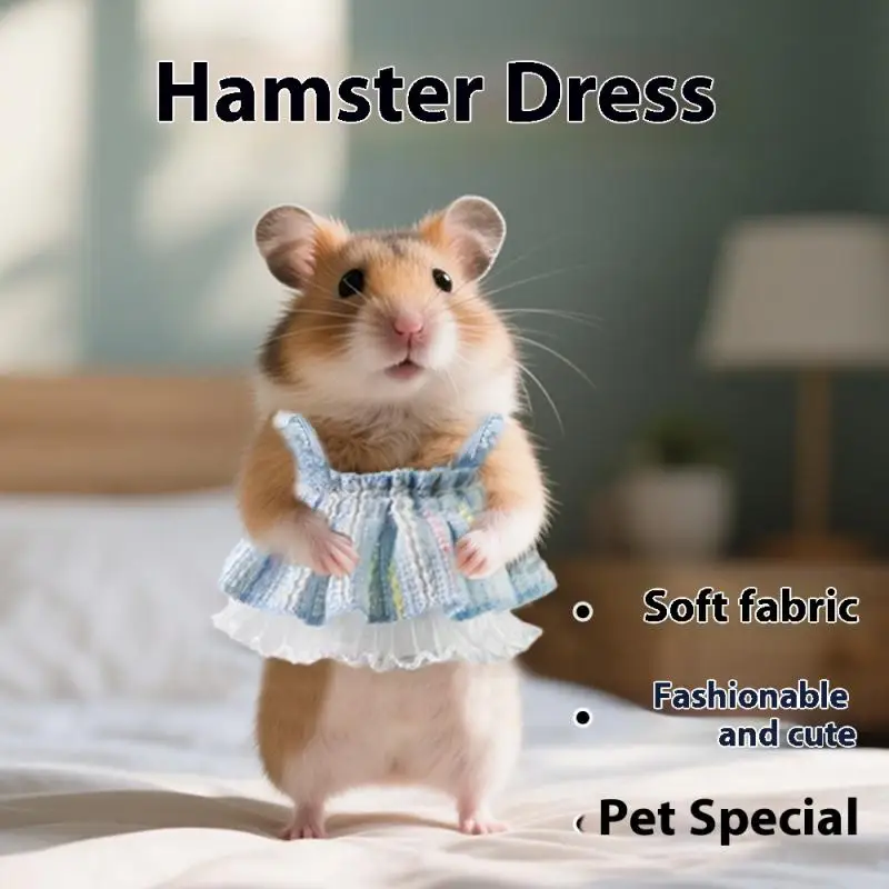 【Nice】Wear And Bite Resistant Four Seasons Little Pet Hamster Golden Bear Flower Branch MouseKnitted Lace Skirt Harness Pet Vest - Image 2