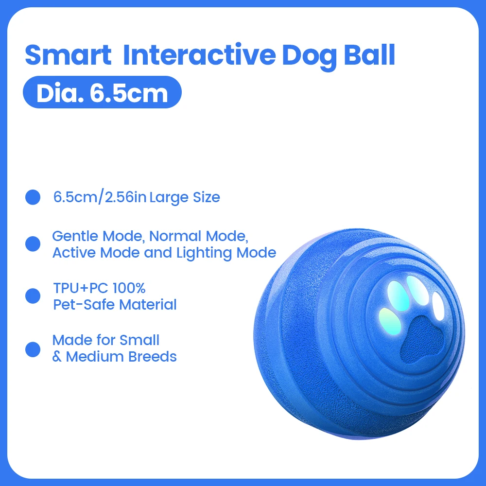 Smart Interactive Dog Toy 8cm Automatic Moving Bouncing Rotating IPX7 Waterproof E-TPU Active Rolling Ball for Medium Large Dogs - Image 7