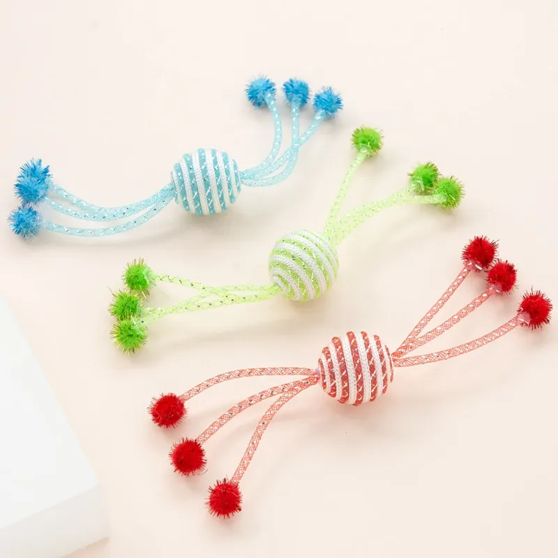 Cat Toy Self Hi Cats Sticks Cat Toys Interactive 2PC Ropes Ball Toys for Cats Teasing Bite-resistant Wool Ball 2PCS Pet Products - Image 6