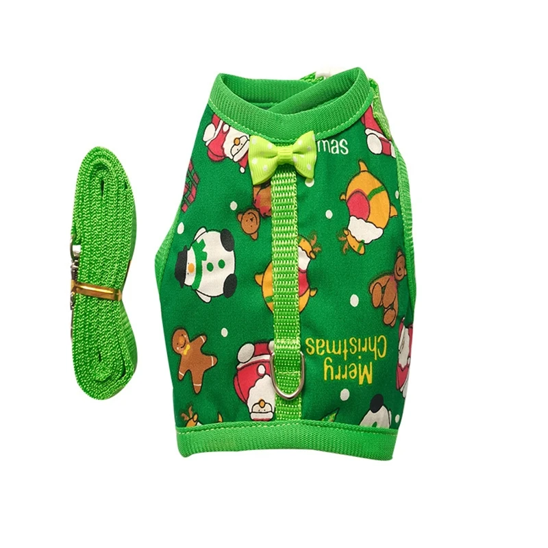 Rabbit Vest Small Pet Animal Harness Leash Set Escape Proof Cute Christmas Costume Red/Green for Hamster Mice Guinea Pig - Image 8
