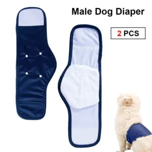 2PCS Leak-Proof Male Dog Wrap with Snaps - Washable Super Absorbent, Perfect for Puppy Potty Training & Adult Dog Sanitary Use