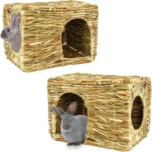 Extra Large Grass House for Rabbit, Foldable & Comfortable - Small Animal Hut Play Hideaway Bed Hay Mat Chew Toy for Bun