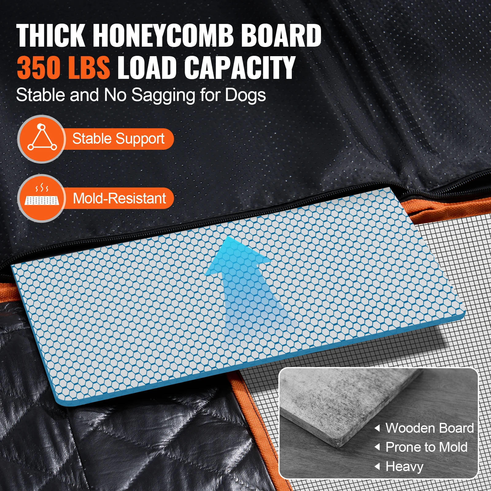 SucceBuy Back Seat Extender Dog Car Seat Cover for Back Seat Bed with Mesh Window and Storage Pocket Supports 350lbs Dog Hammock - Image 3