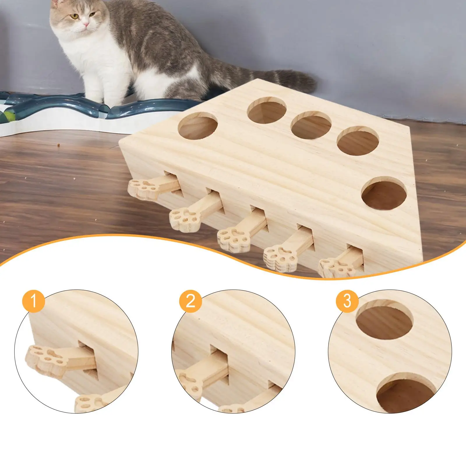 Whack A Mole Cat Toy Keeps Pet Entertained Pet Gift Indoor Outdoor Wooden Enrichment Exercise Fun for All Ages Cats Kittens - Image 2