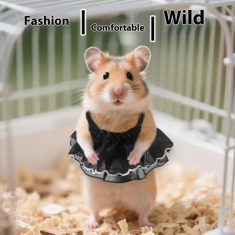 【Nice】Wear And Bite Resistant Four Seasons Little Pet Hamster Golden Bear Flower Branch MouseKnitted Lace Skirt Harness Pet Vest - Image 3
