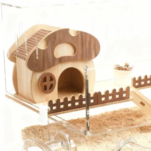 Hamster Cages Transparent Double Layer Acrylic Food Bowl Habitat Cage For Hamster For Bedding Small Animals Enthusiast Home Pet