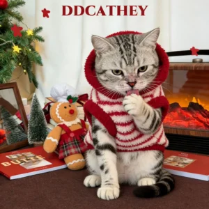 Red Striped Hoodie Vest Pet Summer Clothes Dogs Cats Sleeveless Hooded T-Shirt Breathable  Puppy Fashion Coat Trendy Kitten